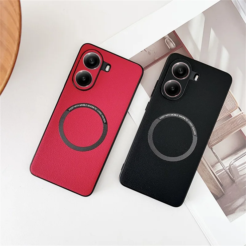 For Xiaomi Poco X7 Pro 5G Magnetic Case Anti-Drop PU Leather + TPU Cover - Red