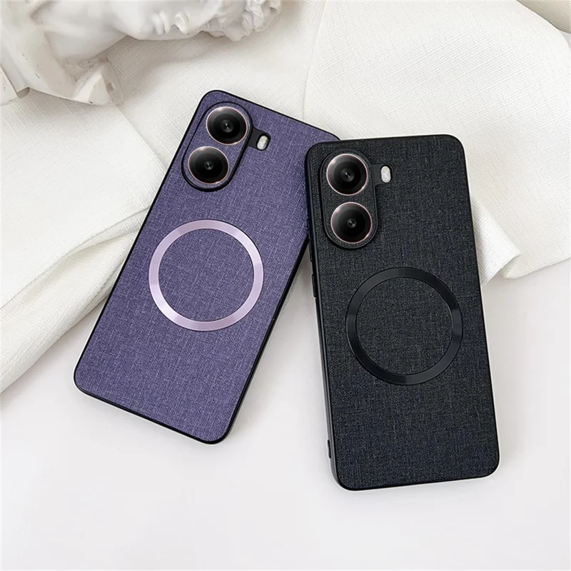 For Xiaomi Poco X7 Pro 5G Magnetic Case Drop-Proof TPU + Cloth Back Phone Cover - Grey