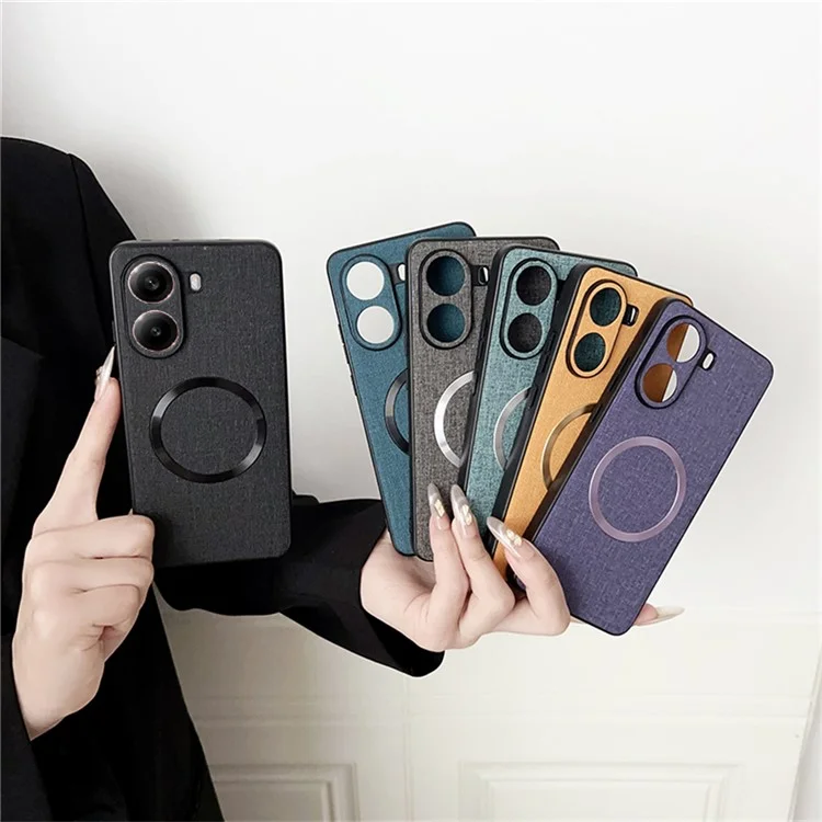 For Xiaomi Poco X7 Pro 5G Case Drop-Proof TPU + Cloth Back Phone Cover Compatible with MagSafe - Black