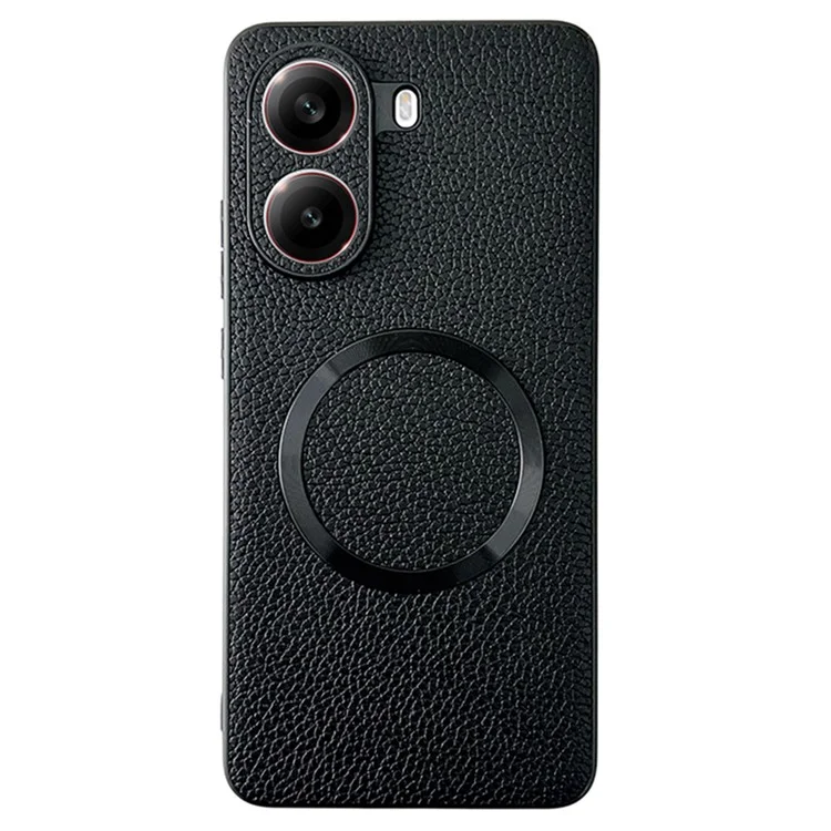 Cover per Xiaomi Poco X7 Pro 5G Compatibile con MagSafe in Pelle PU + TPU per Retro Telefono - Nero
