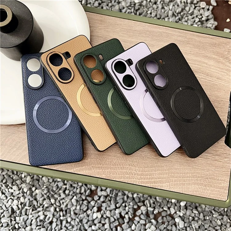 Cover per Xiaomi Poco X7 Pro 5G Compatibile con MagSafe in Pelle PU + TPU per Retro Telefono - Nero