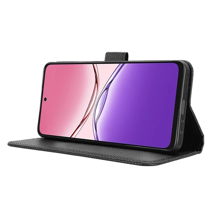 Чехол для Oppo A5 Pro 5G из искусственной кожи с бриллиантовой текстурой, портмоне для телефона - Черный