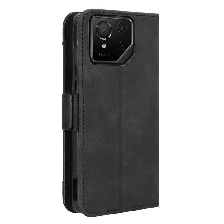 Funda tipo cartera de cuero para Asus ROG Phone 9 5G / Phone 9 Pro 5G con múltiples ranuras para tarjetas - Negro