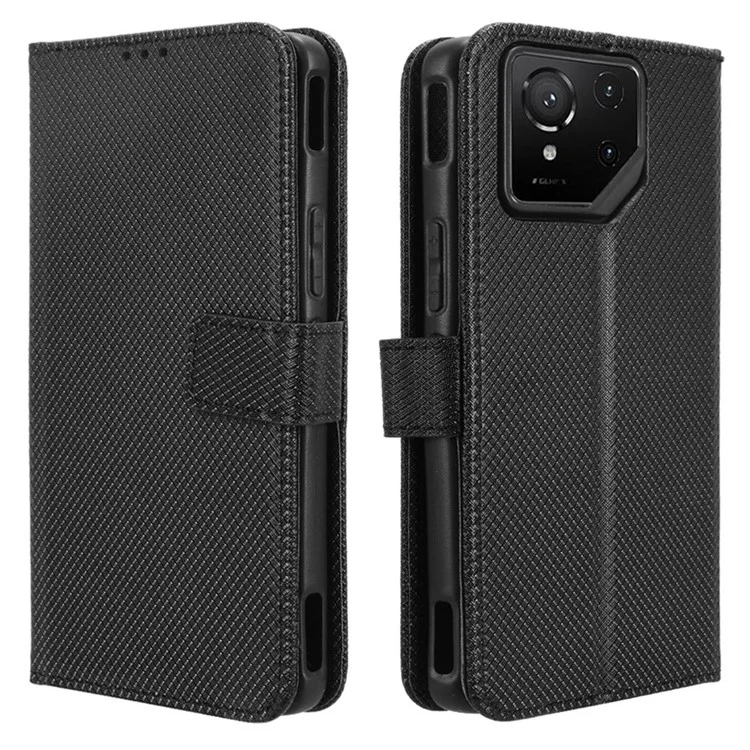 Per Asus ROG Phone 9 5G / Phone 9 Pro 5G Cover in Pelle PU con Texture Diamantata Portafoglio - Nero