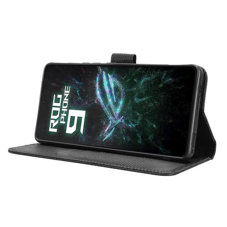 Per Asus ROG Phone 9 5G / Phone 9 Pro 5G Cover in Pelle PU con Texture Diamantata Portafoglio - Nero
