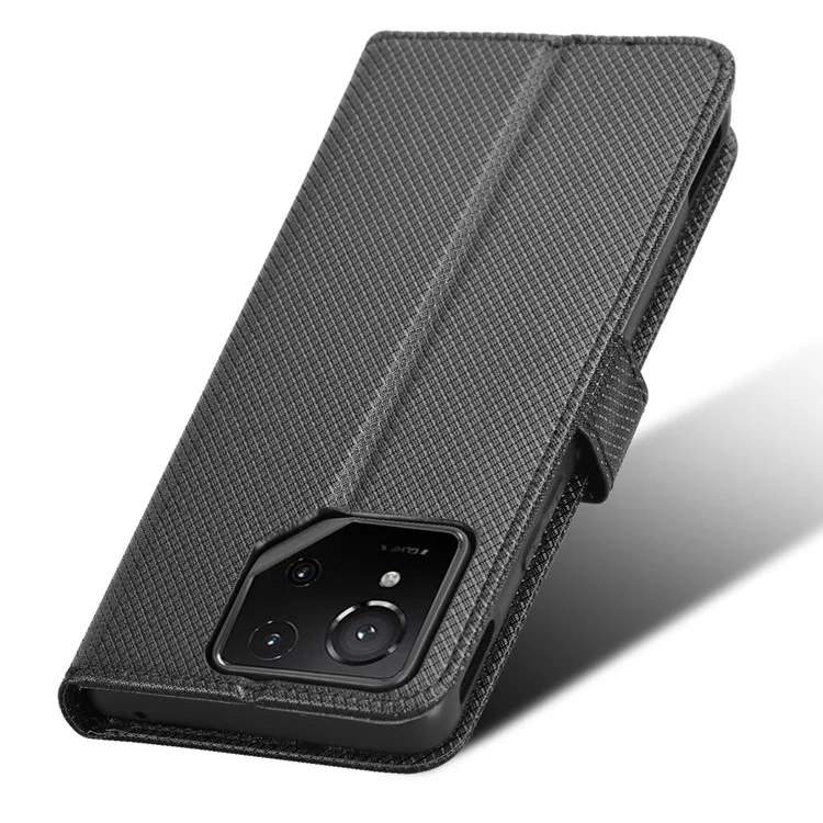 Per Asus ROG Phone 9 5G / Phone 9 Pro 5G Cover in Pelle PU con Texture Diamantata Portafoglio - Nero