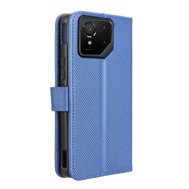 For Asus ROG Phone 9 5G / Phone 9 Pro 5G Case PU Leather Diamond Texture Wallet Phone Cover - Blue