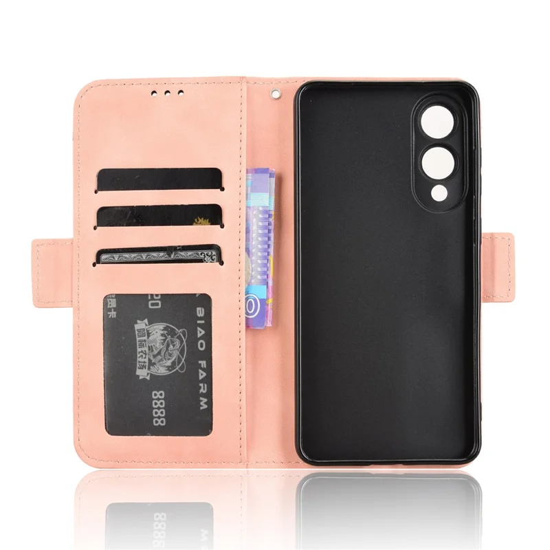 For Samsung Galaxy S25 Edge Case Wallet Leather Phone Cover with Multiple Card Slots - Pink