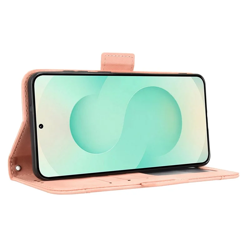 For Samsung Galaxy S25 Edge Case Wallet Leather Phone Cover with Multiple Card Slots - Pink