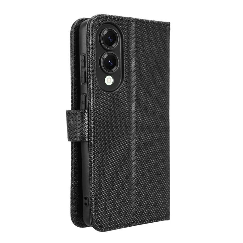 Für Samsung Galaxy S25 Edge Hülle PU-Leder Diamant-Textur Wallet Handyhülle - Schwarz