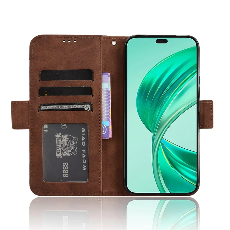 For Honor X8c 4G Case Wallet Leather Phone Cover with Multiple Card Slots - Brown