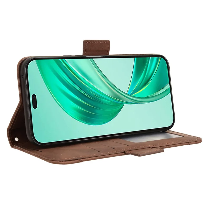 For Honor X8c 4G Case Wallet Leather Phone Cover with Multiple Card Slots - Brown