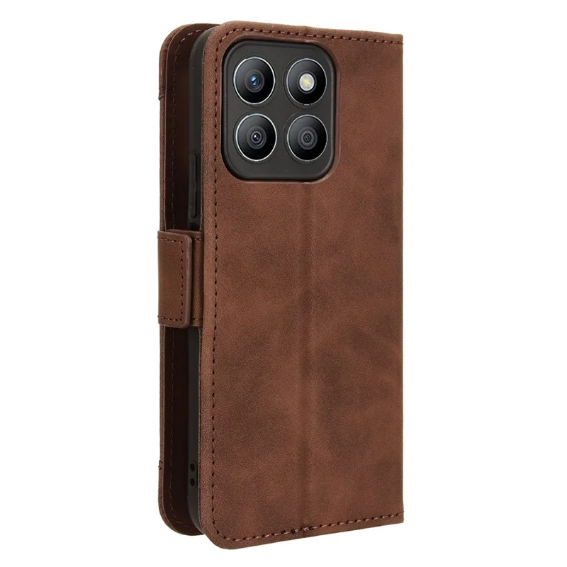 For Honor X8c 4G Case Wallet Leather Phone Cover with Multiple Card Slots - Brown