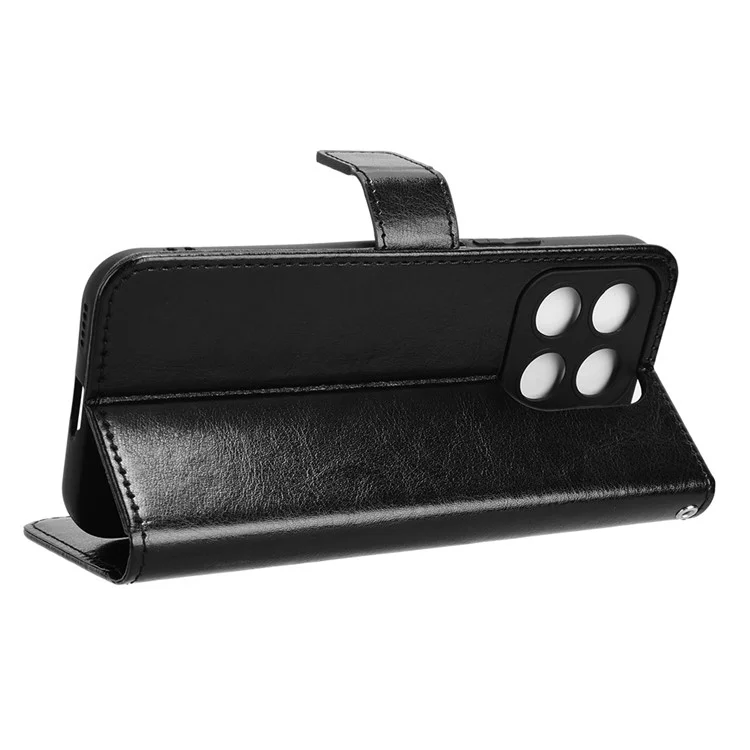 Capa Para Honor X8c 4G Estilo Couro de Cavalo Selvagem em Couro PU para Carteira de Telefone - Preto