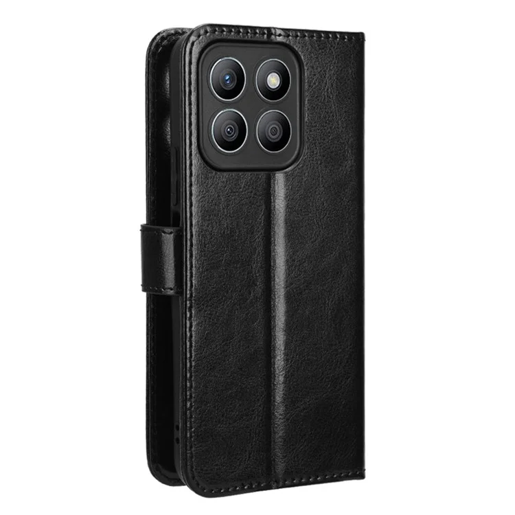 Capa Para Honor X8c 4G Estilo Couro de Cavalo Selvagem em Couro PU para Carteira de Telefone - Preto