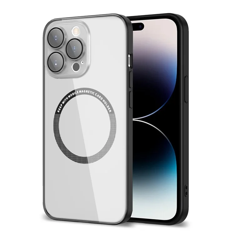 Magnetic Case for iPhone 14 Pro Max Anti-Fingerprint Phone Case Soft TPU Hard PC Shockproof Cover with Metal Lens Protection - Black