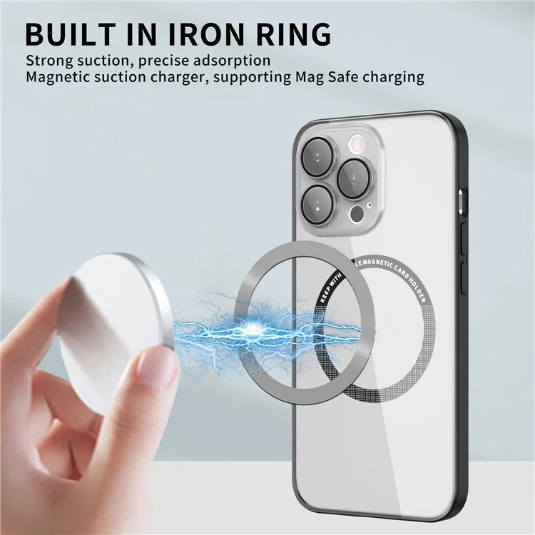 Magnetic Case for iPhone 14 Pro Max Anti-Fingerprint Phone Case Soft TPU Hard PC Shockproof Cover with Metal Lens Protection - Black