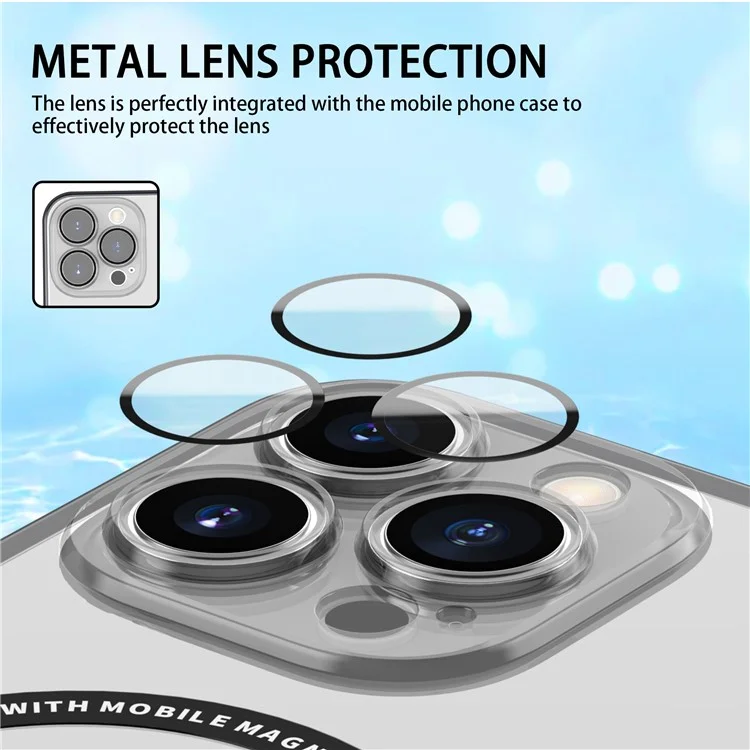 Magnetic Case for iPhone 14 Pro Max Anti-Fingerprint Phone Case Soft TPU Hard PC Shockproof Cover with Metal Lens Protection - Black
