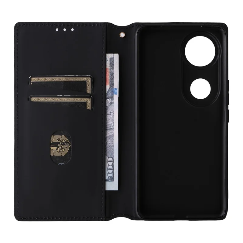 For vivo V50 5G Case Wallet Rhombus Imprinted Leather Phone Cover - Black