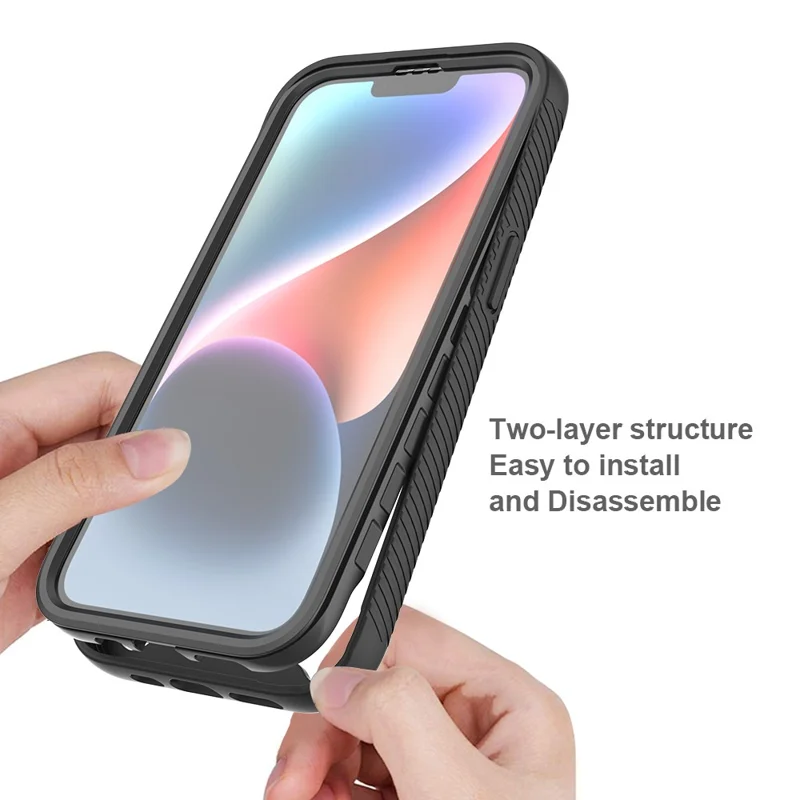 For iPhone 16e Case PC + TPU Protective Phone Cover with PET Screen Film Support Wireless Charging - Purple