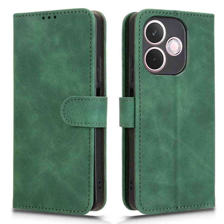 Для Oppo A5 Pro 5G Кожаный чехол Ощущение кожи Анти-падение Бумажник Flip Phone Cover - Зеленый