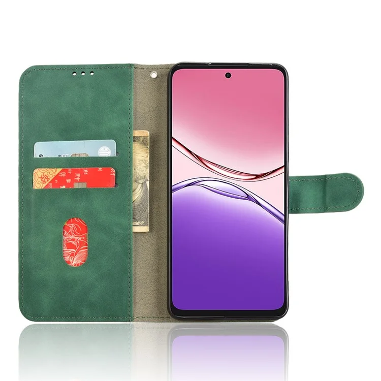 Для Oppo A5 Pro 5G Кожаный чехол Ощущение кожи Анти-падение Бумажник Flip Phone Cover - Зеленый
