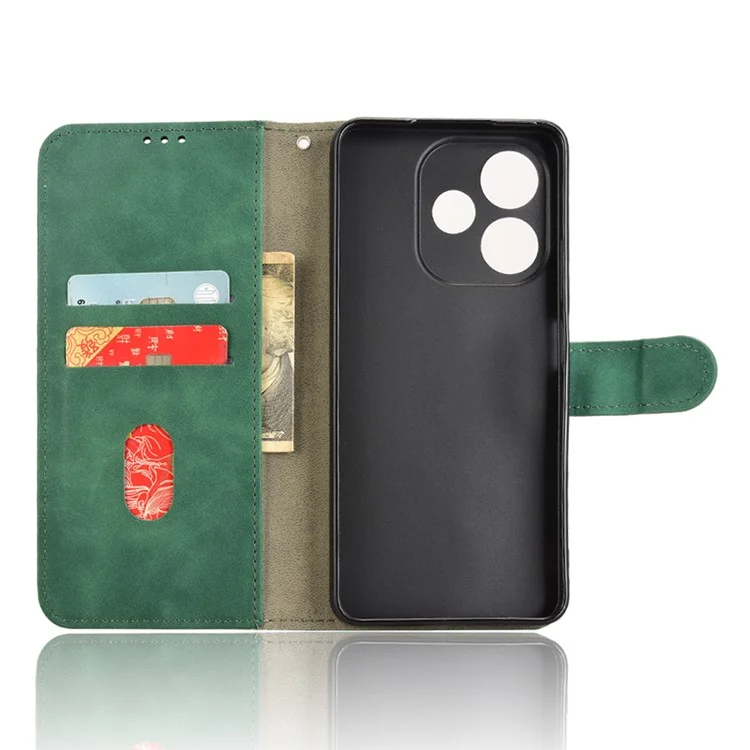 Для Oppo A5 Pro 5G Кожаный чехол Ощущение кожи Анти-падение Бумажник Flip Phone Cover - Зеленый