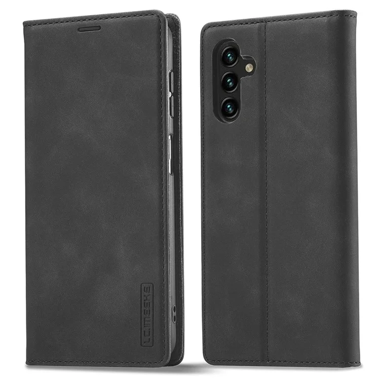 LC.IMEEKE per Cover Portafoglio in Pelle Scamosciata per Samsung Galaxy S25+ - Nero