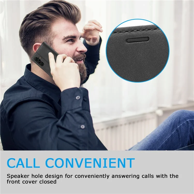LC.IMEEKE per Cover Portafoglio in Pelle Scamosciata per Samsung Galaxy S25+ - Nero