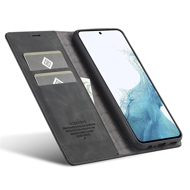 LC.IMEEKE per Cover Portafoglio in Pelle Scamosciata per Samsung Galaxy S25+ - Nero