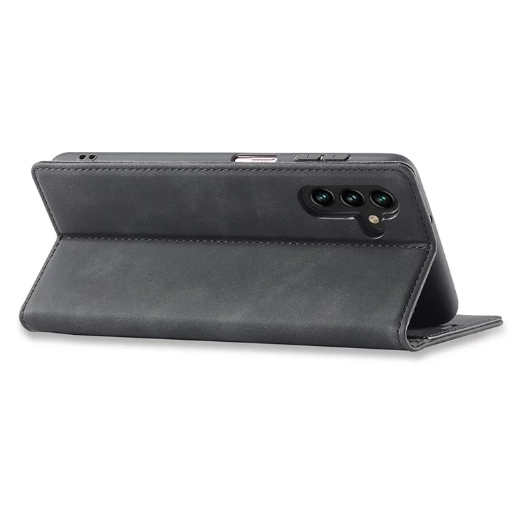 LC.IMEEKE per Cover Portafoglio in Pelle Scamosciata per Samsung Galaxy S25+ - Nero