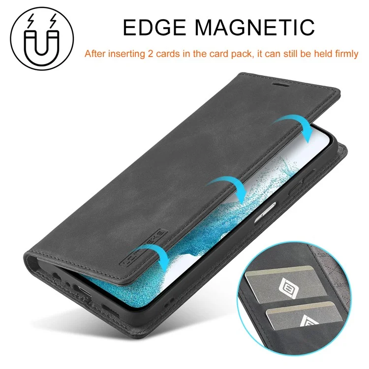 LC.IMEEKE per Cover Portafoglio in Pelle Scamosciata per Samsung Galaxy S25+ - Nero