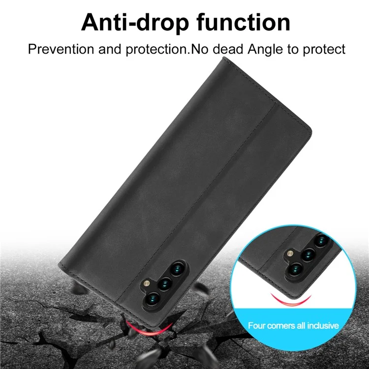LC.IMEEKE per Cover Portafoglio in Pelle Scamosciata per Samsung Galaxy S25+ - Nero