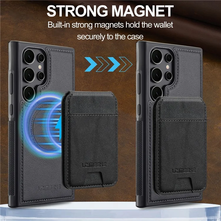 LC.IMEEKE L3 Per Samsung Galaxy S25 Ultra Custodia Magnetica Portacarte Staccabile Pelle + TPU Custodia Cellulare - Nero