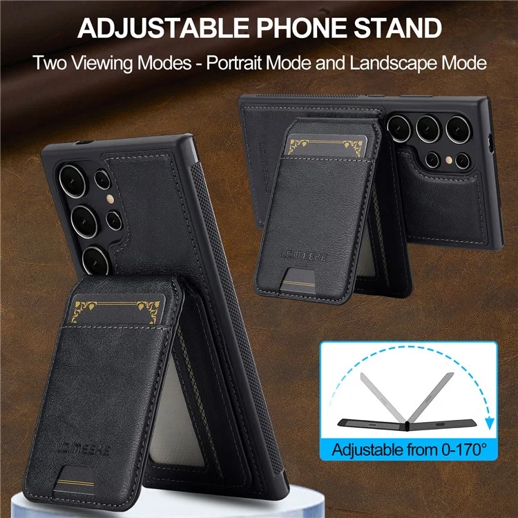 LC.IMEEKE L3 Per Samsung Galaxy S25 Ultra Custodia Magnetica Portacarte Staccabile Pelle + TPU Custodia Cellulare - Nero