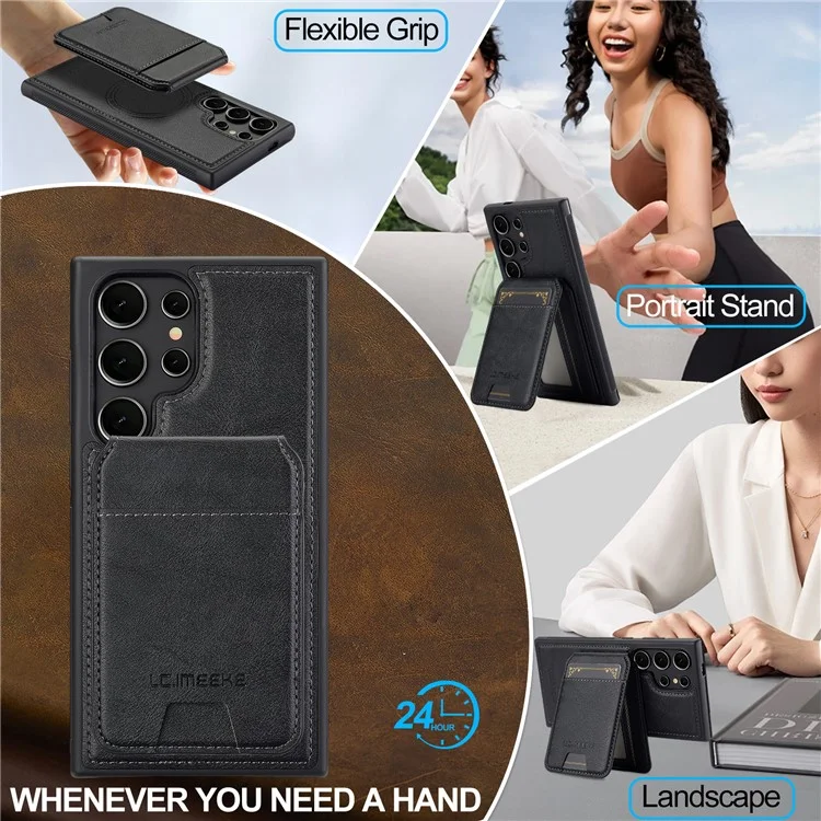 LC.IMEEKE L3 Per Samsung Galaxy S25 Ultra Custodia Magnetica Portacarte Staccabile Pelle + TPU Custodia Cellulare - Nero