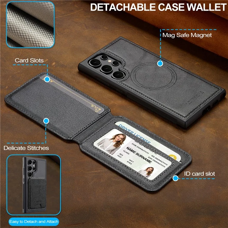 LC.IMEEKE L3 Per Samsung Galaxy S25 Ultra Custodia Magnetica Portacarte Staccabile Pelle + TPU Custodia Cellulare - Nero