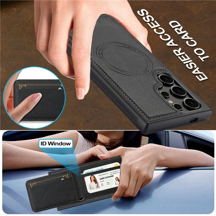LC.IMEEKE L3 Per Samsung Galaxy S25 Ultra Custodia Magnetica Portacarte Staccabile Pelle + TPU Custodia Cellulare - Nero