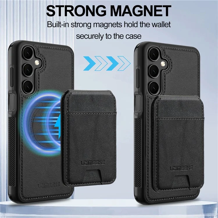 LC.IMEEKE L3 Per Samsung Galaxy S25+ Custodia Magnetica Portacarte Staccabile Pelle + TPU Cover Mobile - Nero