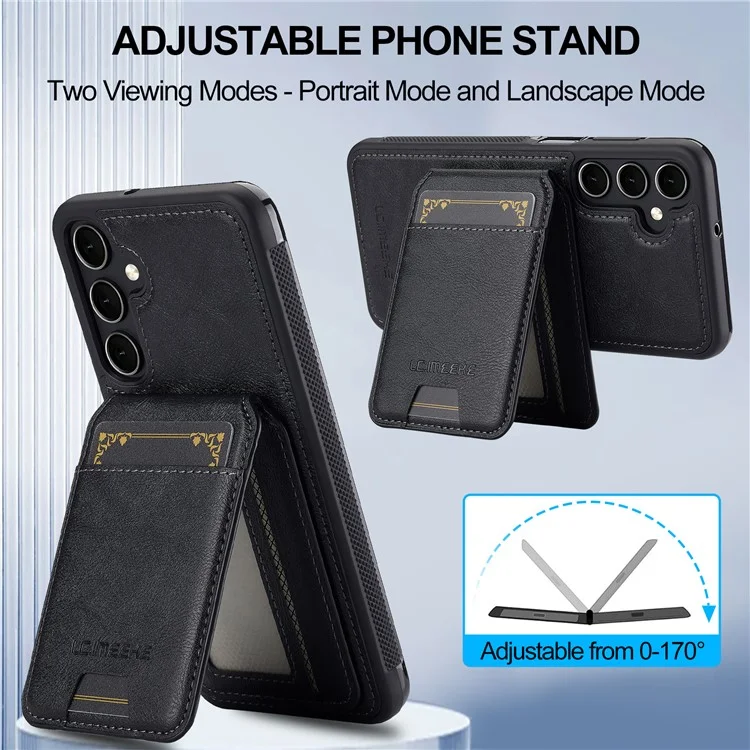 LC.IMEEKE L3 Per Samsung Galaxy S25+ Custodia Magnetica Portacarte Staccabile Pelle + TPU Cover Mobile - Nero