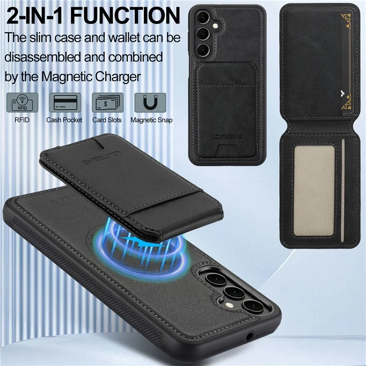 LC.IMEEKE L3 Per Samsung Galaxy S25+ Custodia Magnetica Portacarte Staccabile Pelle + TPU Cover Mobile - Nero