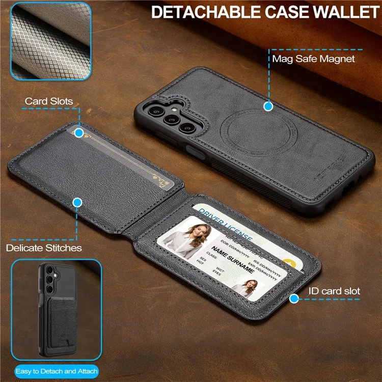 LC.IMEEKE L3 Per Samsung Galaxy S25+ Custodia Magnetica Portacarte Staccabile Pelle + TPU Cover Mobile - Nero