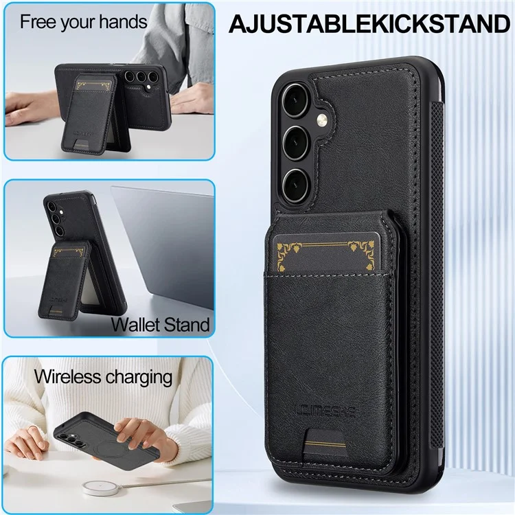 LC.IMEEKE L3 Per Samsung Galaxy S25+ Custodia Magnetica Portacarte Staccabile Pelle + TPU Cover Mobile - Nero