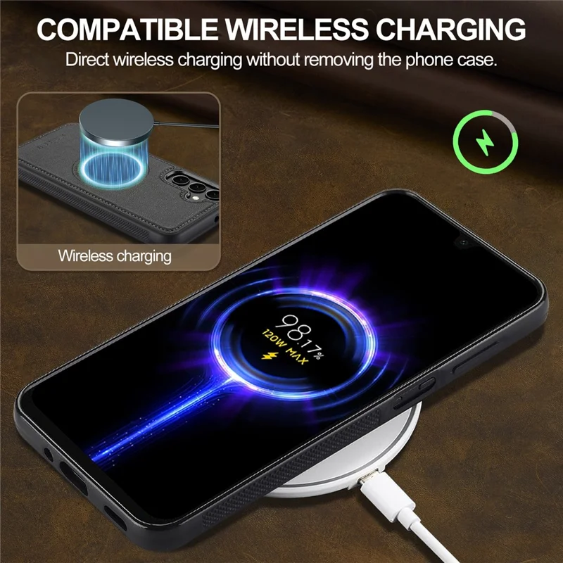 LC.IMEEKE For Samsung Galaxy S25+ Magnetic Magnetic Case Leather TPU Back Cover - Black