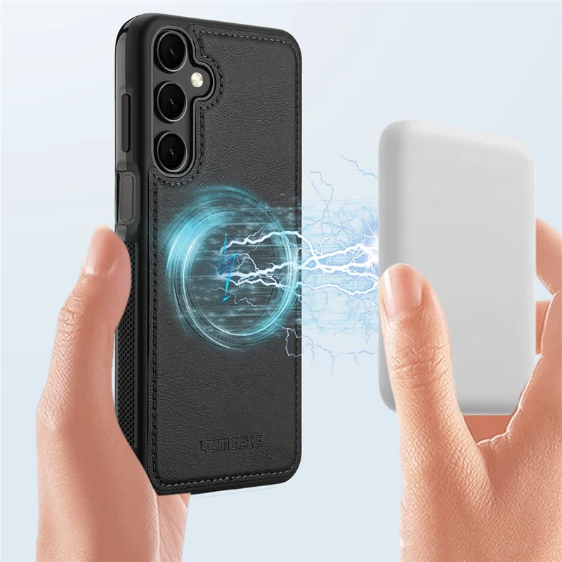 LC.IMEEKE For Samsung Galaxy S25+ Magnetic Magnetic Case Leather TPU Back Cover - Black