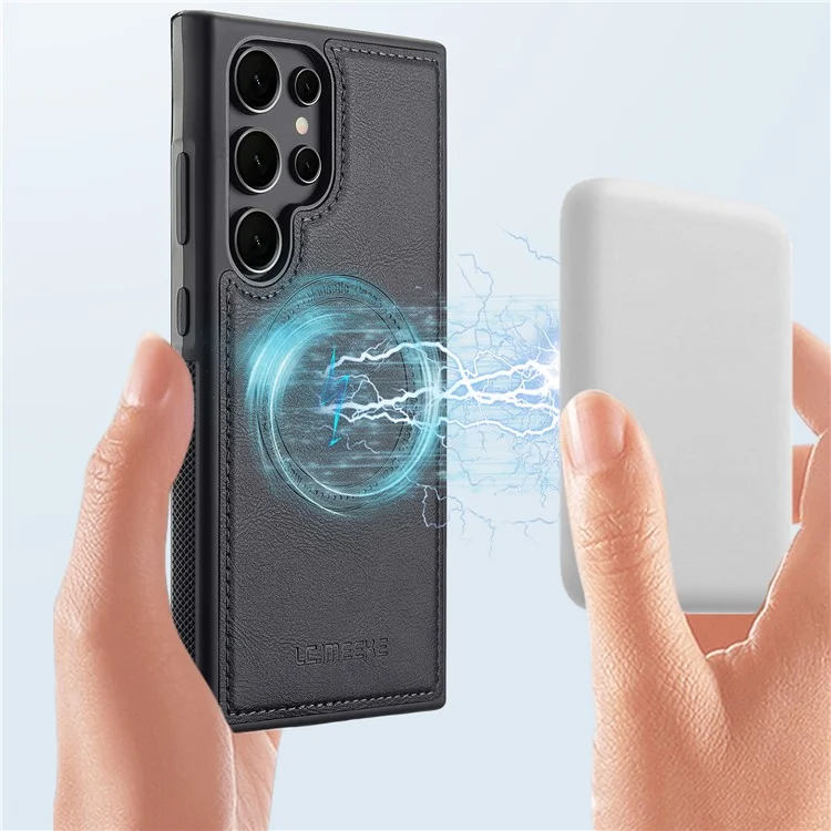 LC.IMEEKE Per Samsung Galaxy S25 Ultra Cover Magnetico Compatibile con MagSafe, Custodia in Pelle e TPU - Nero