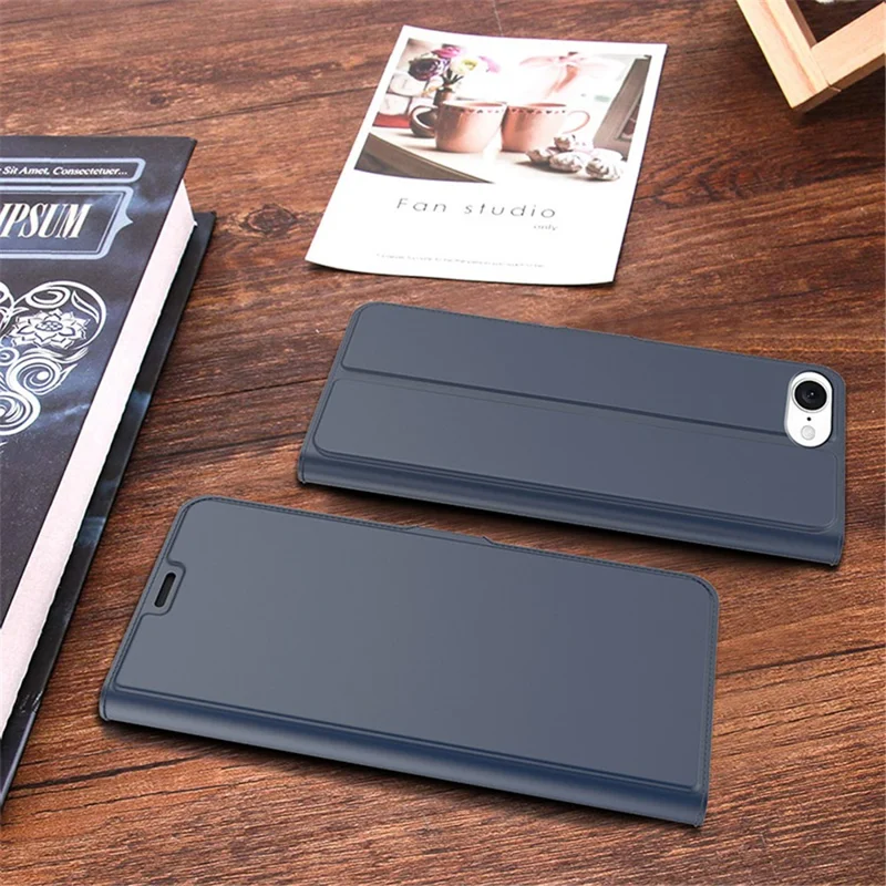 For iPhone 16e Case Shockproof TPU Inner Shell Leather Phone Cover Card Slot - Blue