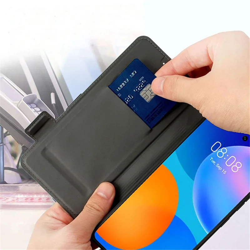 For iPhone 17e / 16e Case Color Splicing PU Leather Card Holder Phone Cover with Strap - Black