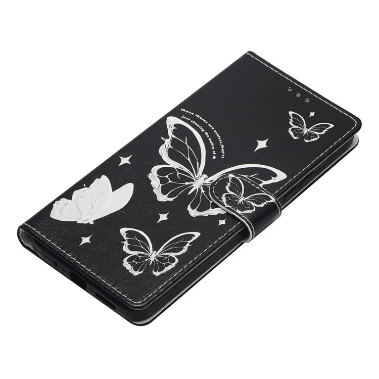 For iPhone 16 Pro Max Wallet Phone Case PU Leather Flip Cover with Stand Card Holder Painted Design - Butterfly