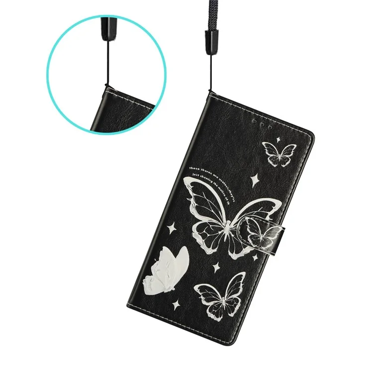 For iPhone 16 Pro Max Wallet Phone Case PU Leather Flip Cover with Stand Card Holder Painted Design - Butterfly